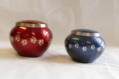 Odyssey Paw Crimson & Blue urns